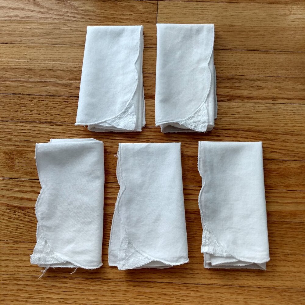 Vintage White Cotton Napkins Set of 5